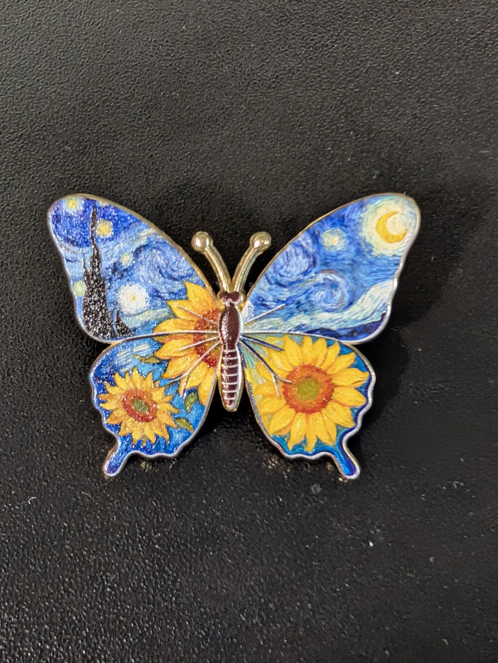 Butterfly Sunflower Enamel Pin